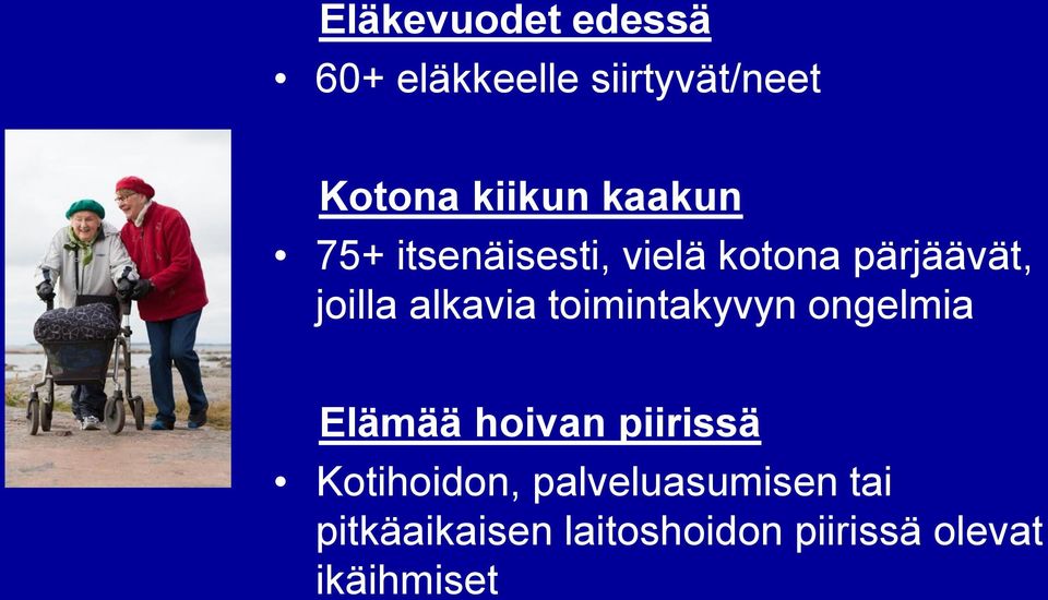 toimintakyvyn ongelmia Elämää hoivan piirissä Kotihoidon,