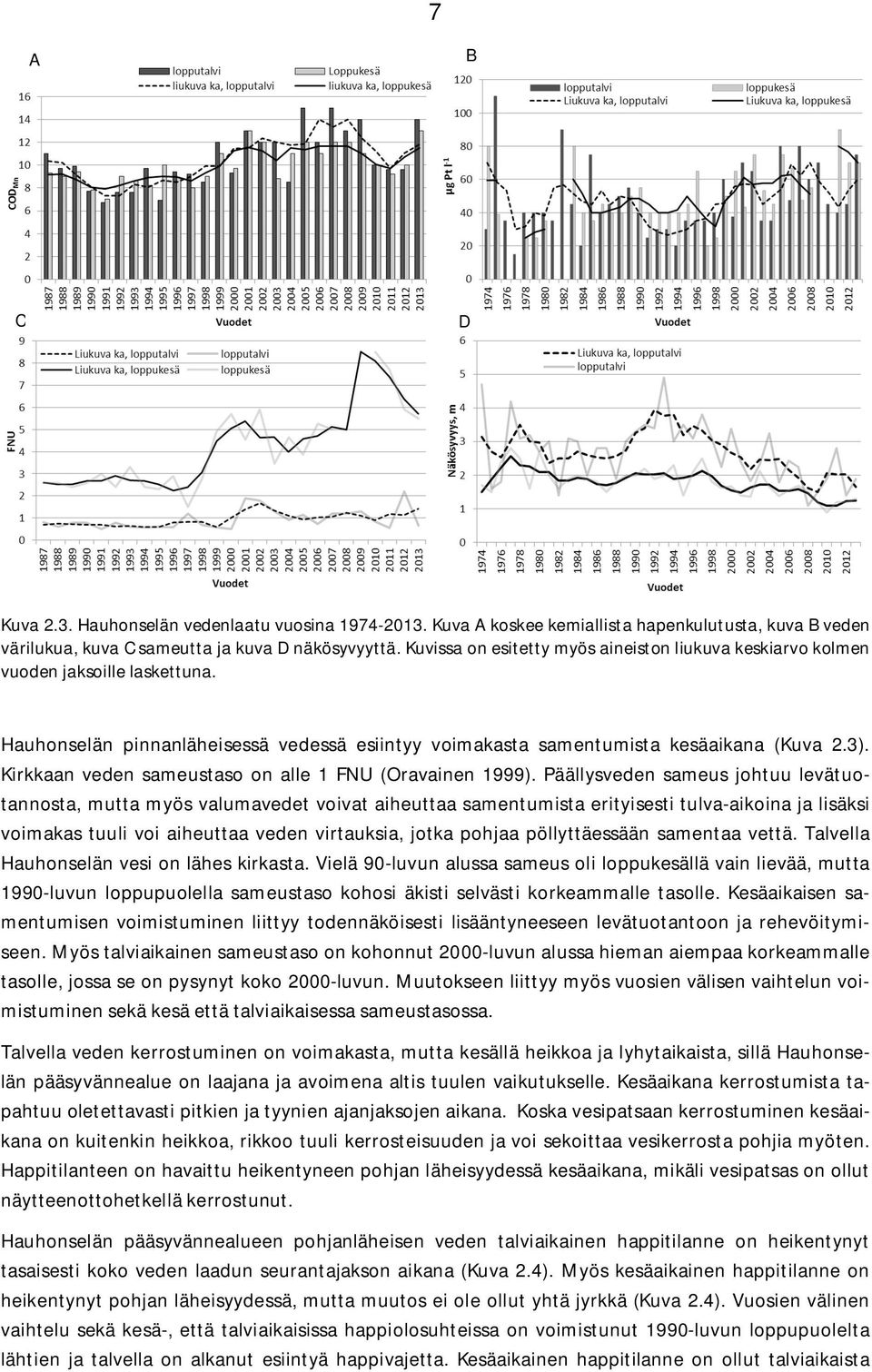 Kirkkaan veden sameustaso on alle 1 FNU (Oravainen 1999).