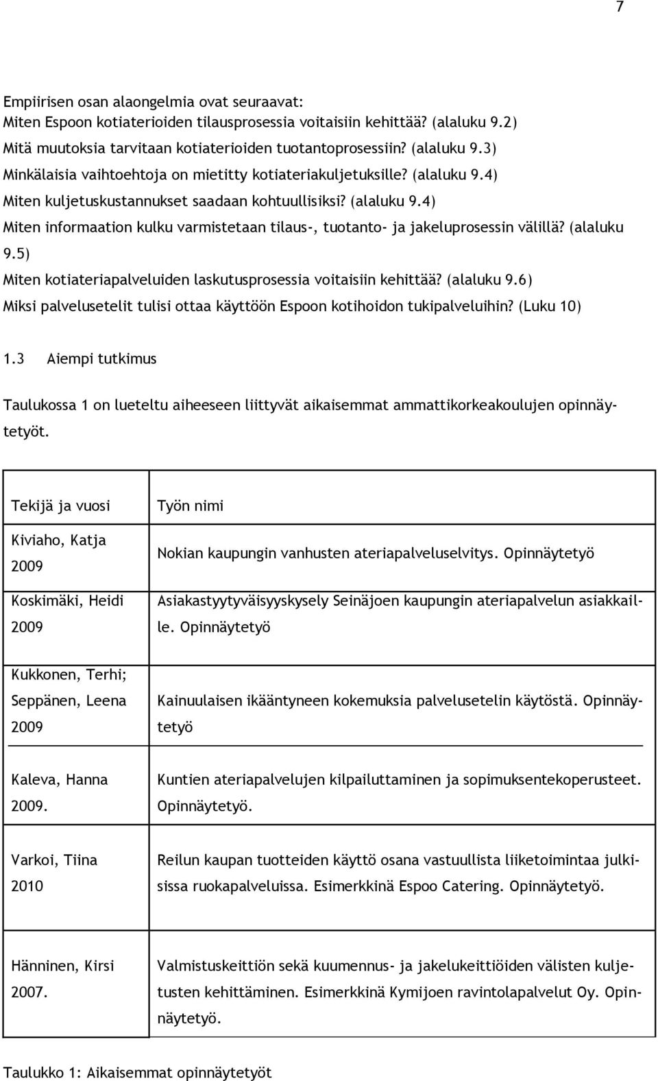 (alaluku 9.6) Miksi palvelusetelit tulisi ottaa käyttöön Espoon kotihoidon tukipalveluihin? (Luku 10) 1.