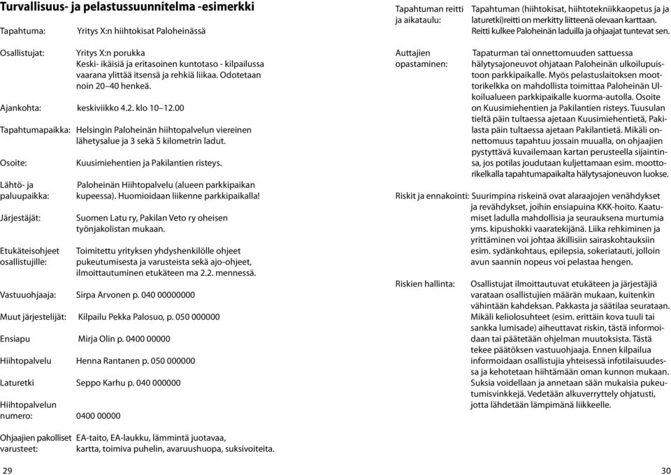 Osallistujat: Yritys X:n porukka Keski- ikäisiä ja eritasoinen kuntotaso - kilpailussa vaarana ylittää itsensä ja rehkiä liikaa. Odotetaan noin 20 40 henkeä. Ajankohta: keskiviikko 4.2. klo 10 12.