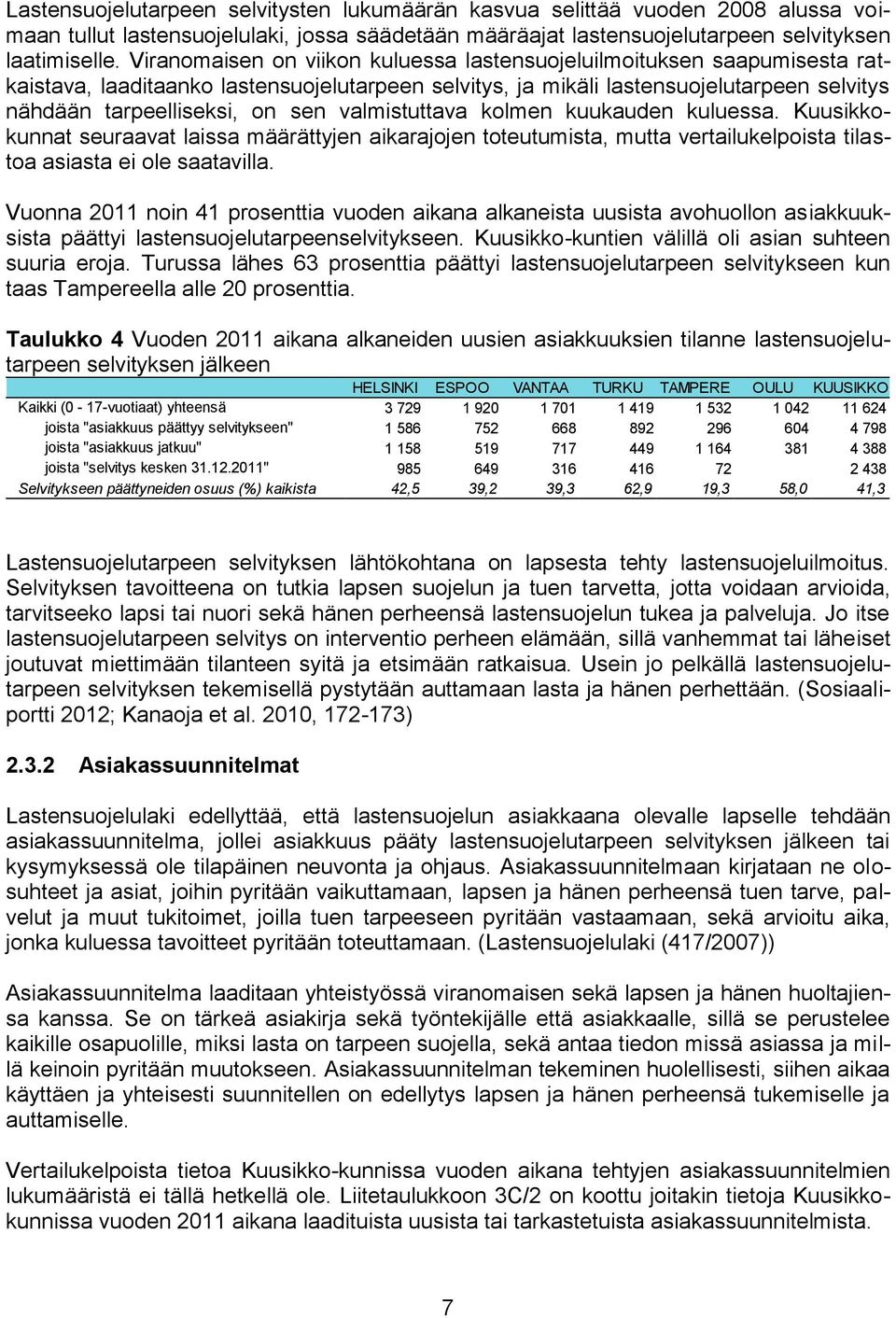 valmistuttava kolmen kuukauden kuluessa. Kuusikkokunnat seuraavat laissa määrättyjen aikarajojen toteutumista, mutta vertailukelpoista tilastoa asiasta ei ole saatavilla.