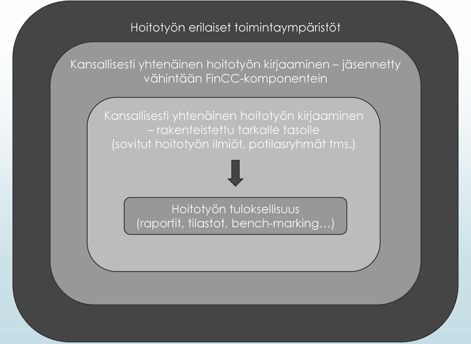 hoitotyön kirjaaminen rakenteistettu tarkalle tasolle (sovitut hoitotyön