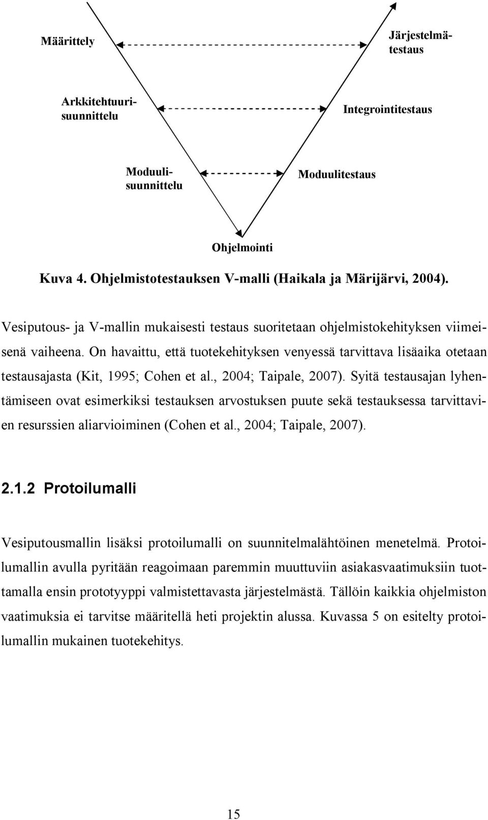 On havaittu, että tuotekehityksen venyessä tarvittava lisäaika otetaan testausajasta (Kit, 1995; Cohen et al., 2004; Taipale, 2007).