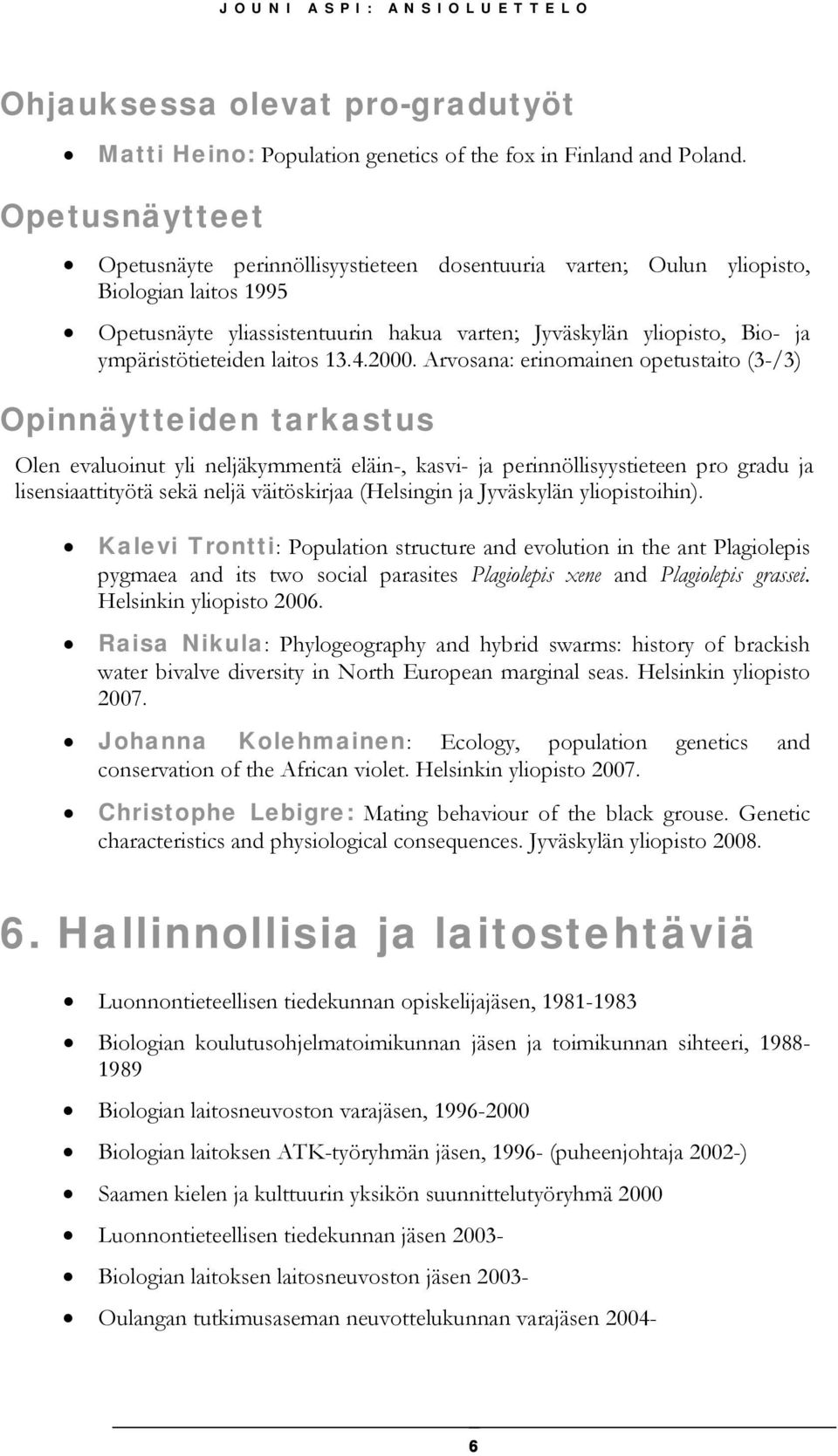 ympäristötieteiden laitos 13.4.2000.