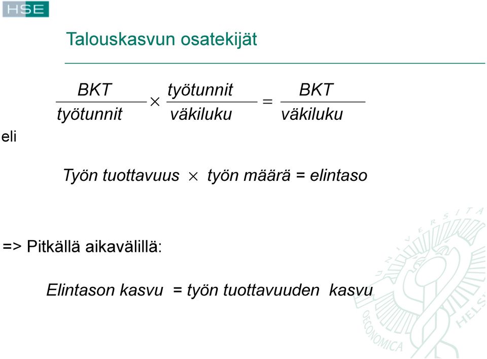 tt tö työn määrä äää= elintaso lit => Pitkällä