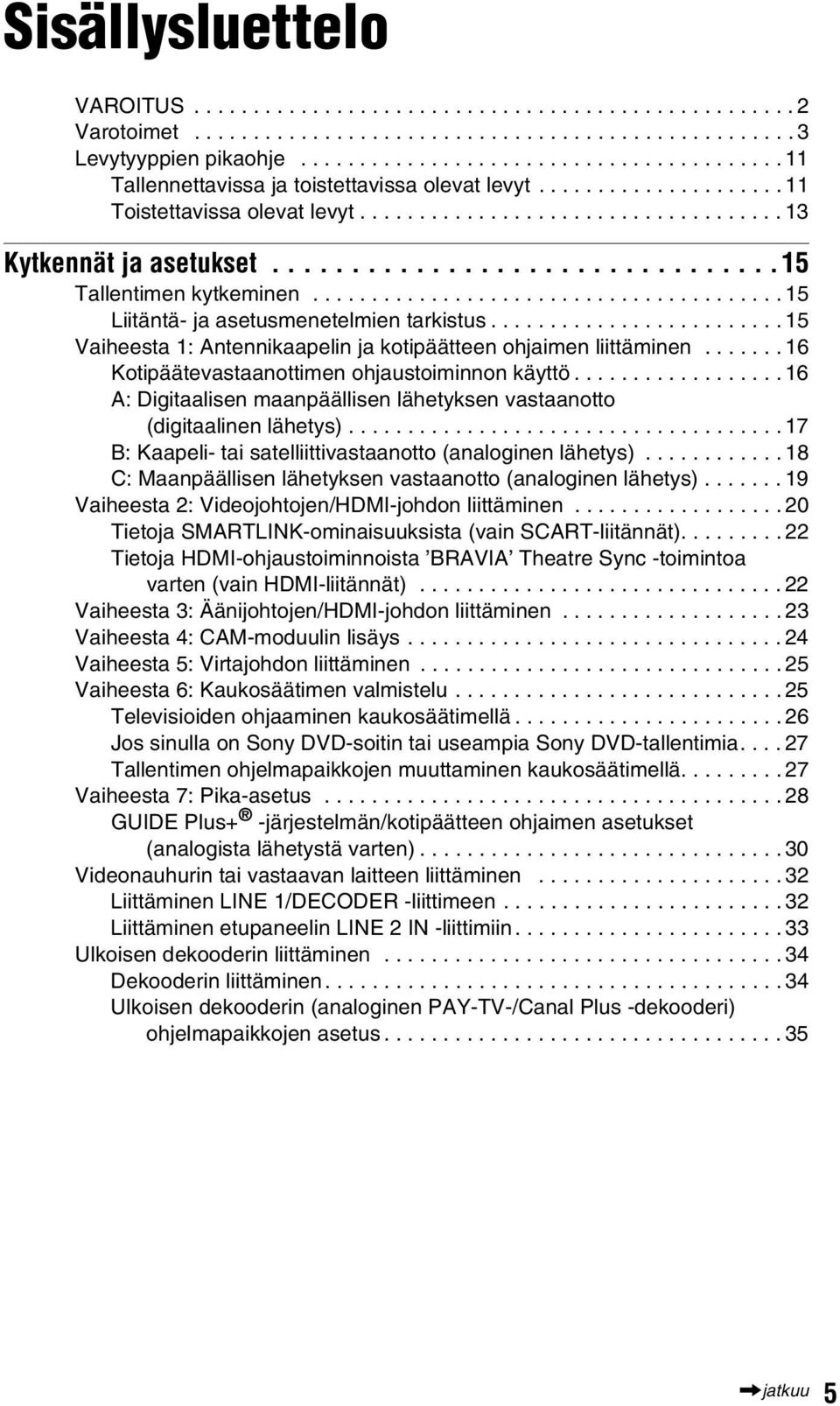 ...............................15 Tallentimen kytkeminen........................................ 15 Liitäntä- ja asetusmenetelmien tarkistus.