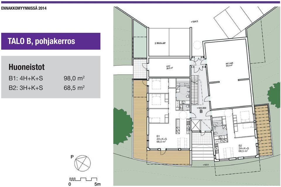 B1: 4H+K+S 98,0 m 2 B2: 68,5