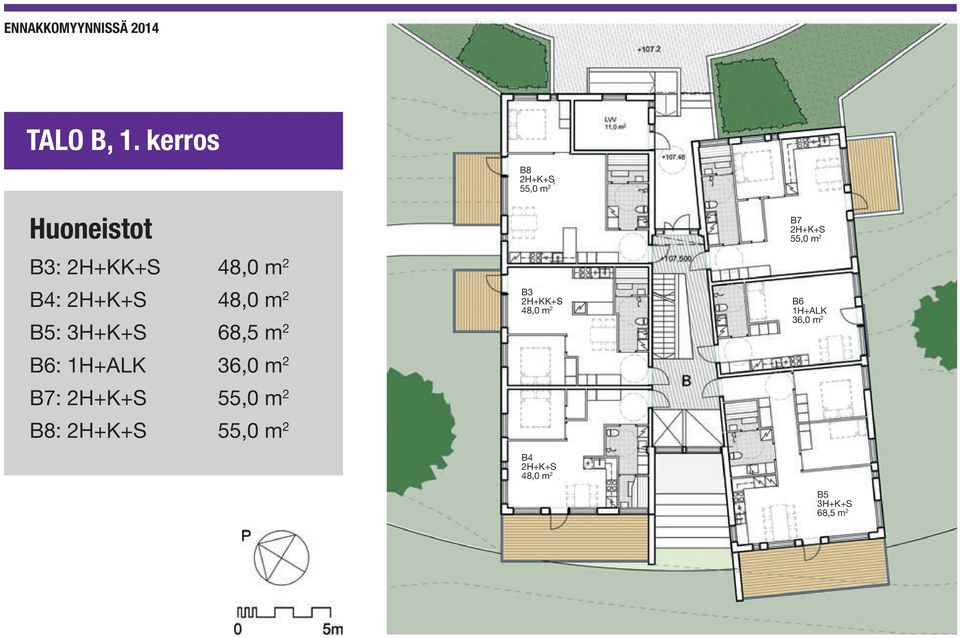 48,0 m 2 B5: 68,5 m 2 B6: 1H+ALK 36,0 m 2 B7: 55,0 m 2