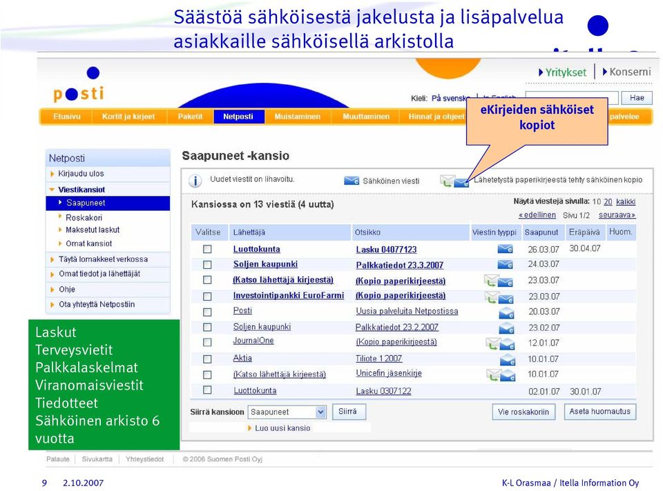 sähköiset kopiot Laskut Terveysvietit