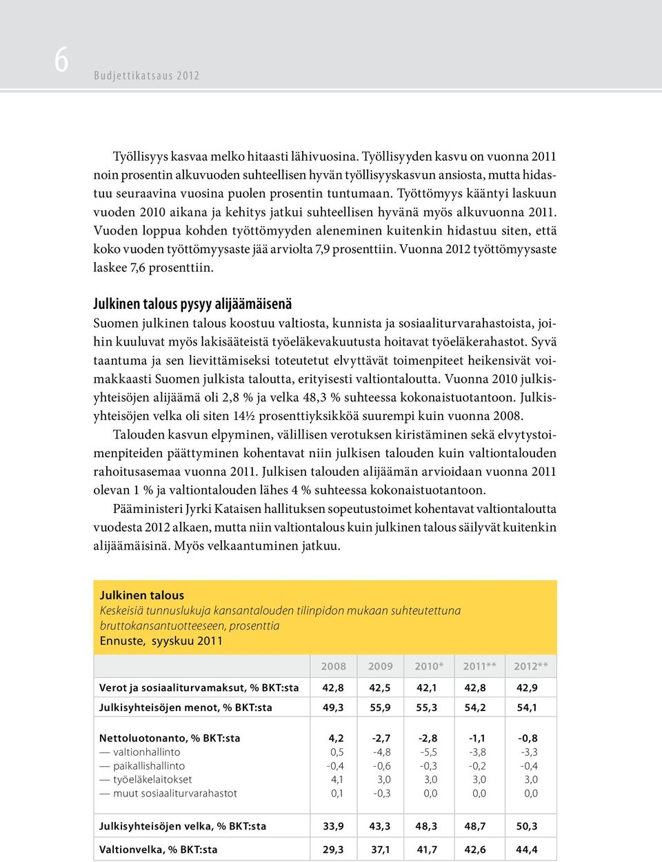 Työttömyys kääntyi laskuun vuoden 2010 aikana ja kehitys jatkui suhteellisen hyvänä myös alkuvuonna 2011.