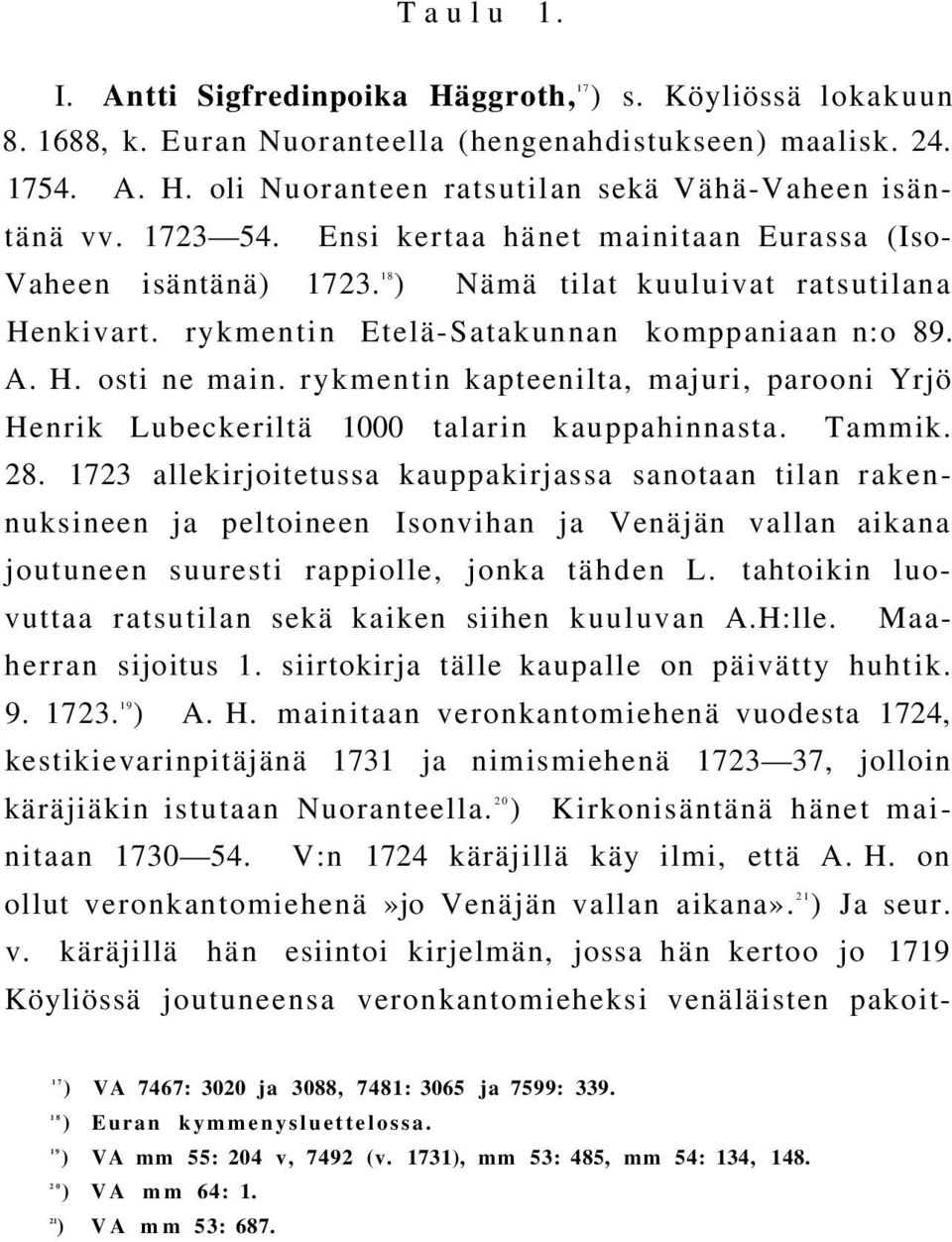 rykmentin kapteenilta, majuri, parooni Yrjö Henrik Lubeckeriltä 1000 talarin kauppahinnasta. Tammik. 28.