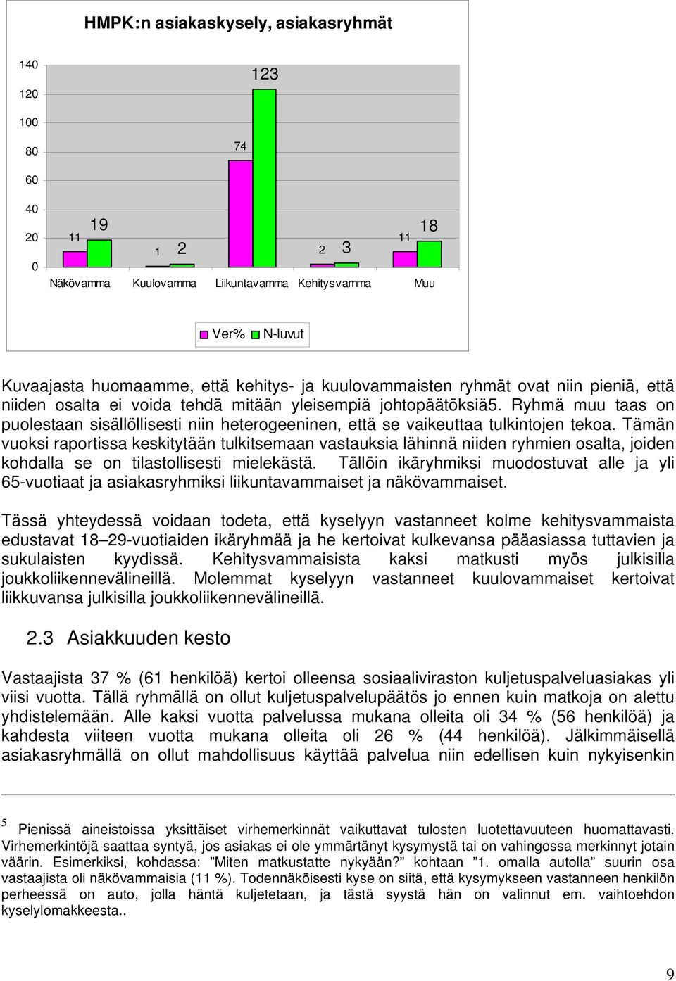 Tämän vuoksi raportissa keskitytään tulkitsemaan vastauksia lähinnä niiden ryhmien osalta, joiden kohdalla se on tilastollisesti mielekästä.