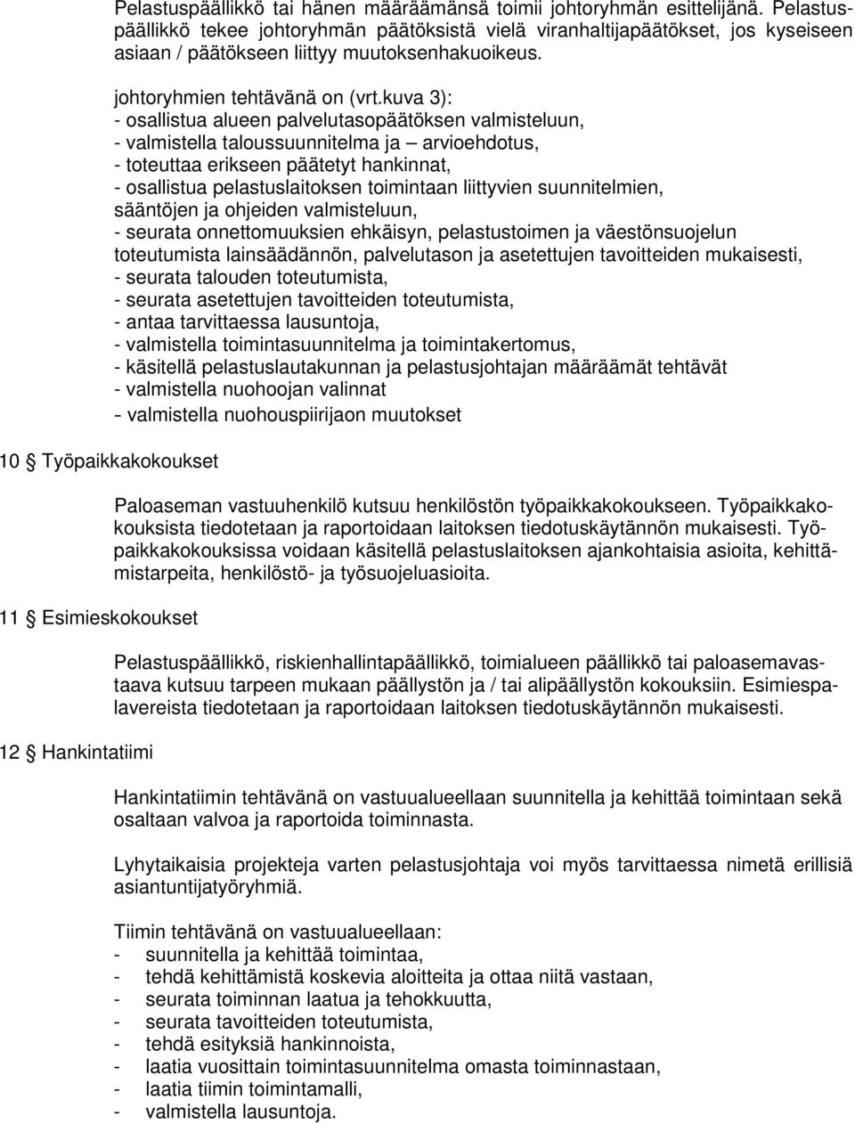 kuva 3): - osallistua alueen palvelutasopäätöksen valmisteluun, - valmistella taloussuunnitelma ja arvioehdotus, - toteuttaa erikseen päätetyt hankinnat, - osallistua pelastuslaitoksen toimintaan