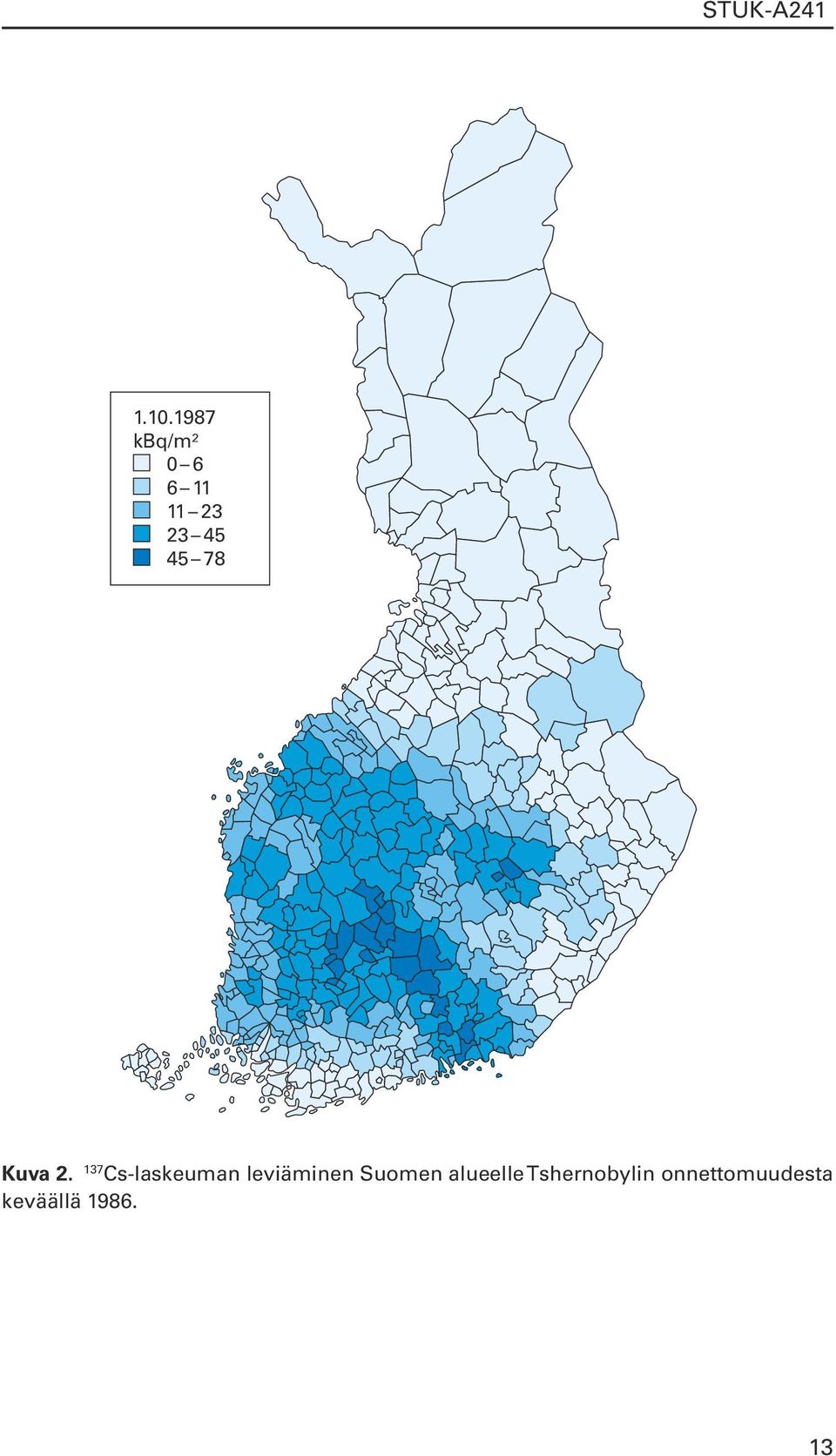 Cs-laskeuman leviäminen Suomen