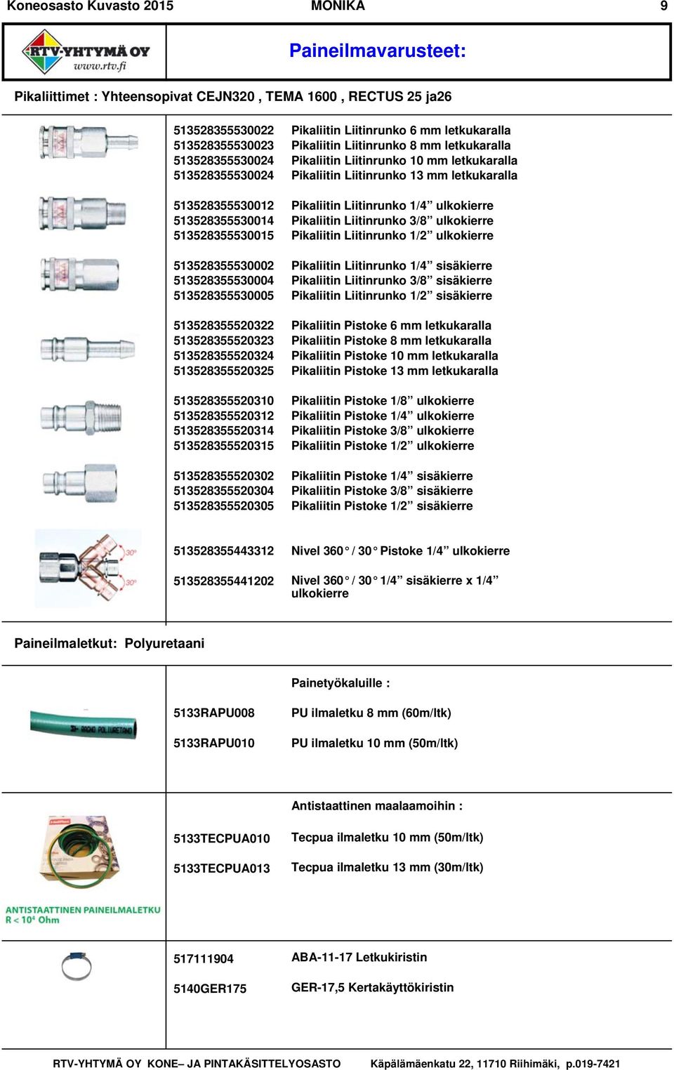 513528355520315 513528355520302 513528355520304 513528355520305 Pikaliitin Liitinrunko 6 mm letkukaralla Pikaliitin Liitinrunko 8 mm letkukaralla Pikaliitin Liitinrunko 10 mm letkukaralla Pikaliitin