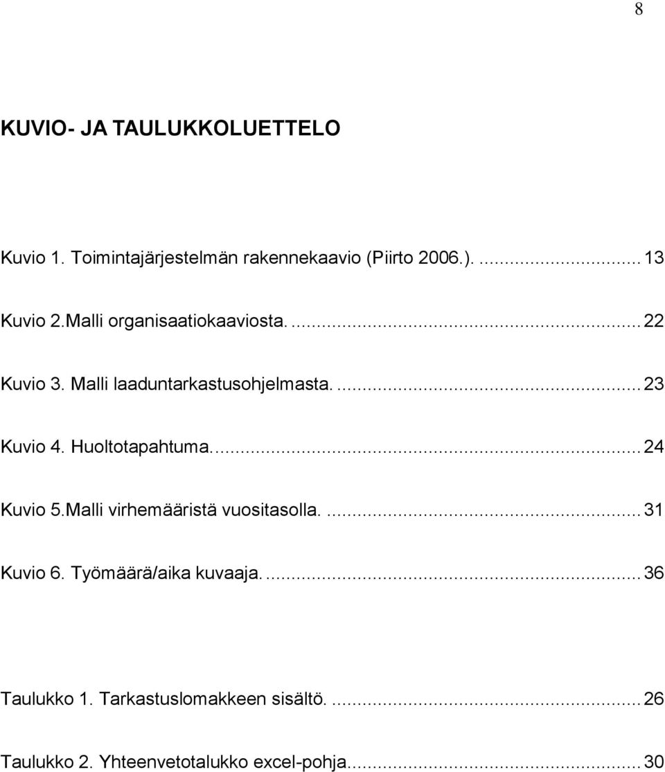 Huoltotapahtuma.... 24 Kuvio 5.Malli virhemääristä vuositasolla.... 31 Kuvio 6.