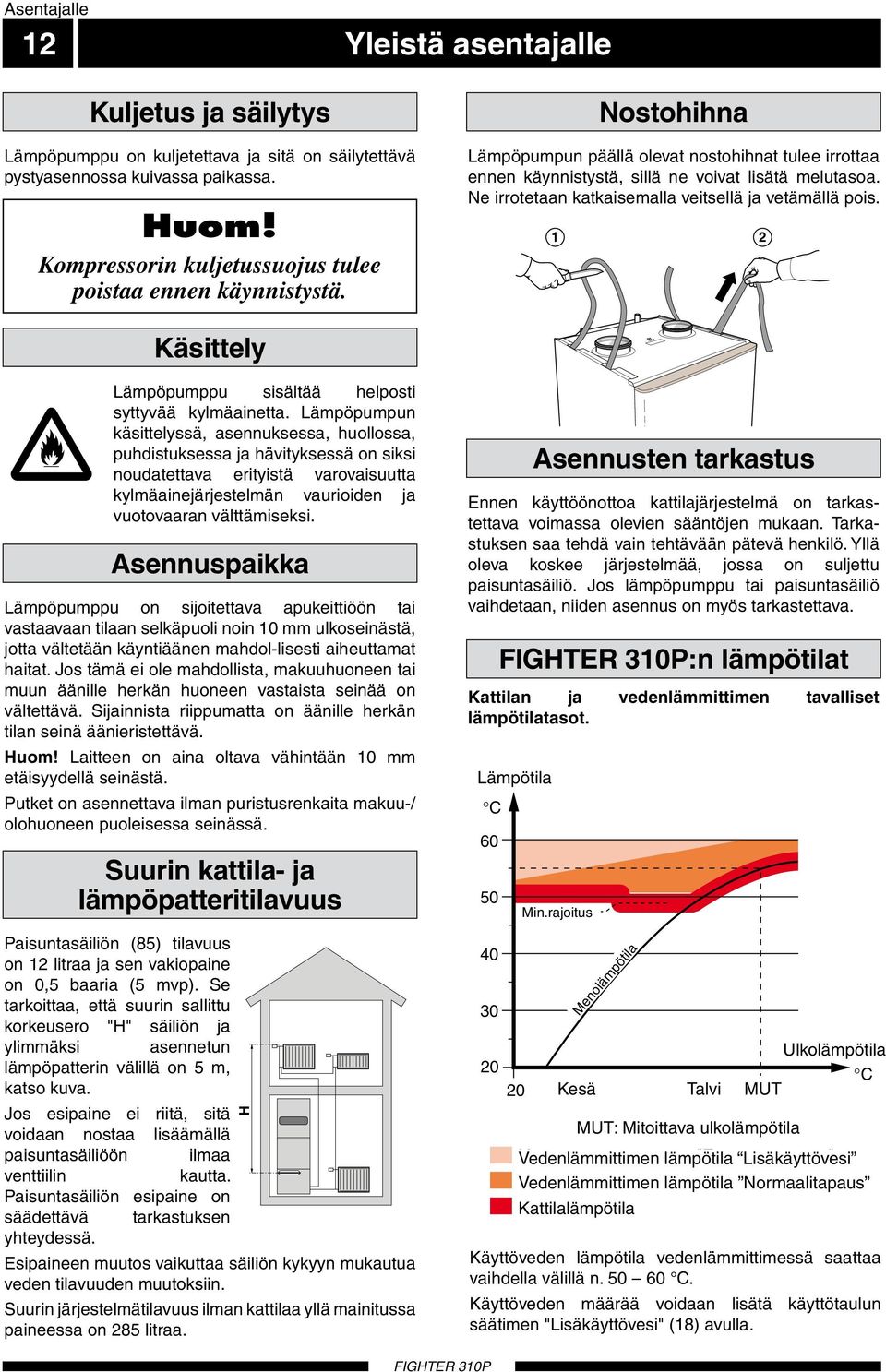 Ne irrotetaan katkaisemalla veitsellä ja vetämällä pois. Käsittely Lämpöpumppu sisältää helposti syttyvää kylmäainetta.