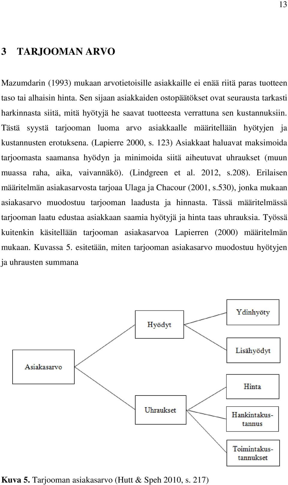 Tästä syystä tarjooman luoma arvo asiakkaalle määritellään hyötyjen ja kustannusten erotuksena. (Lapierre 2000, s.