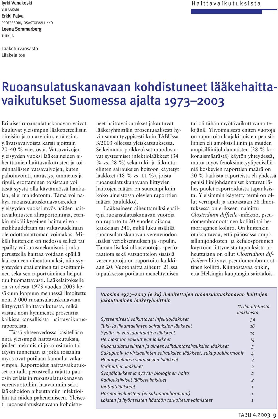 Vatsavaivojen yleisyyden vuoksi lääkeaineiden aiheuttamien haittavaikutusten ja toiminnallisten vatsavaivojen, kuten pahoinvointi, närästys, ummetus ja ripuli, erottaminen toisistaan voi tästä syystä