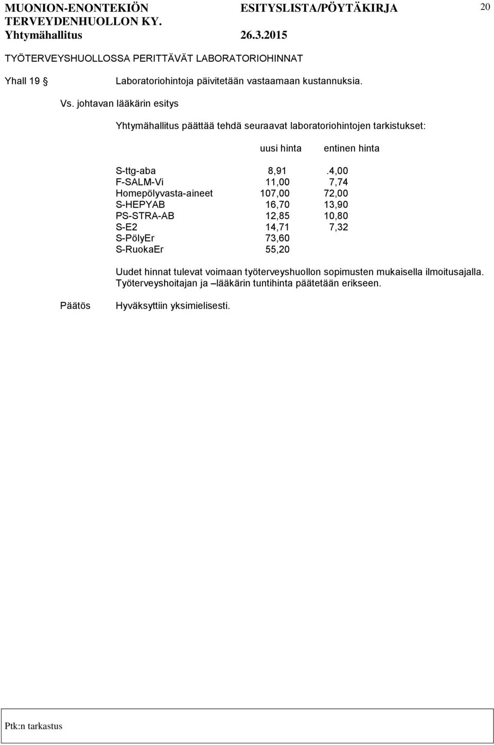 4,00 F-SALM-Vi 11,00 7,74 Homepölyvasta-aineet 107,00 72,00 S-HEPYAB 16,70 13,90 PS-STRA-AB 12,85 10,80 S-E2 14,71 7,32 S-PölyEr 73,60