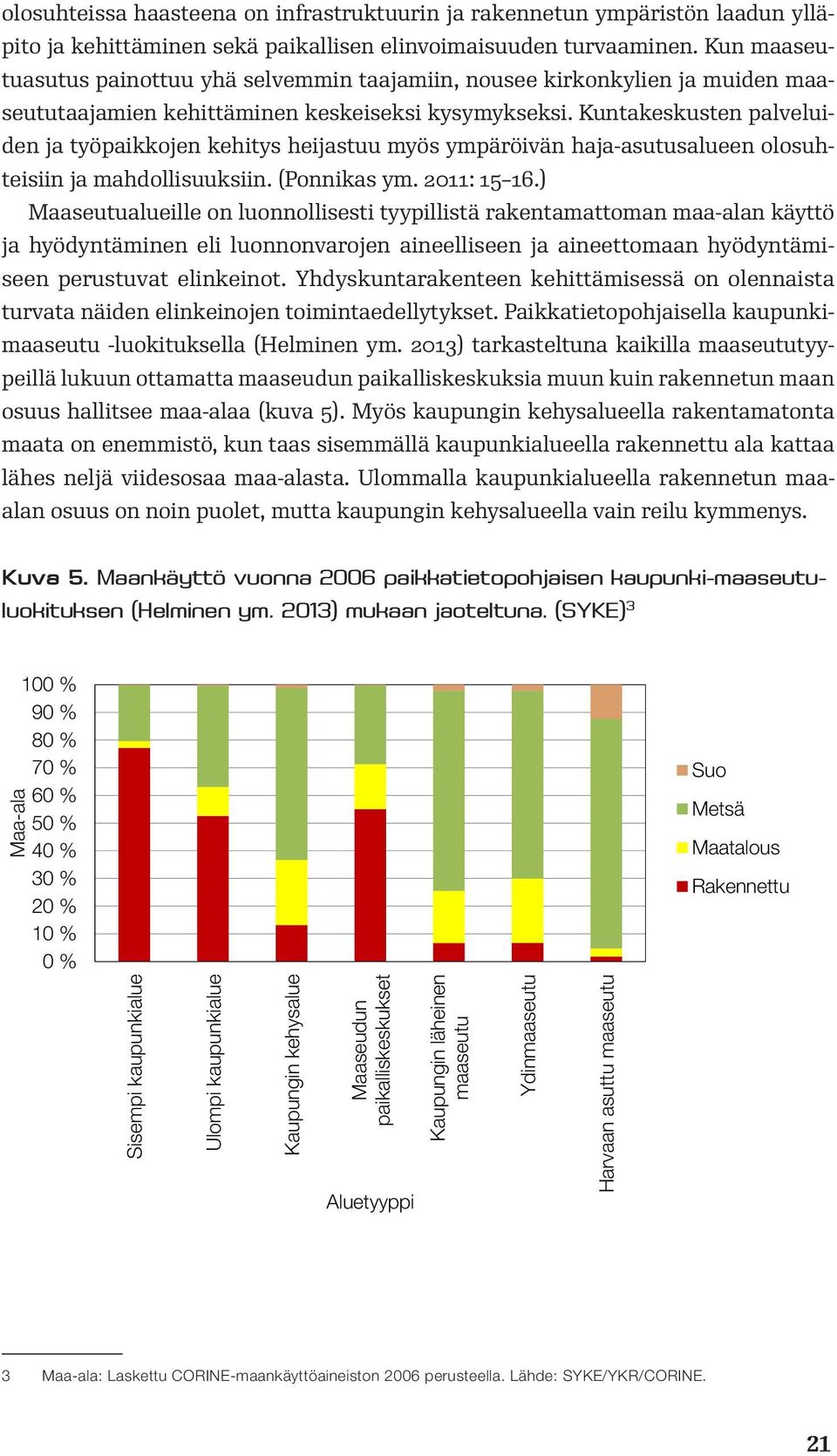 Kuntakeskusten palveluiden ja työpaikkojen kehitys heijastuu myös ympäröivän haja-asutusalueen olosuhteisiin ja mahdollisuuksiin. (Ponnikas ym. 2011: 15 16.