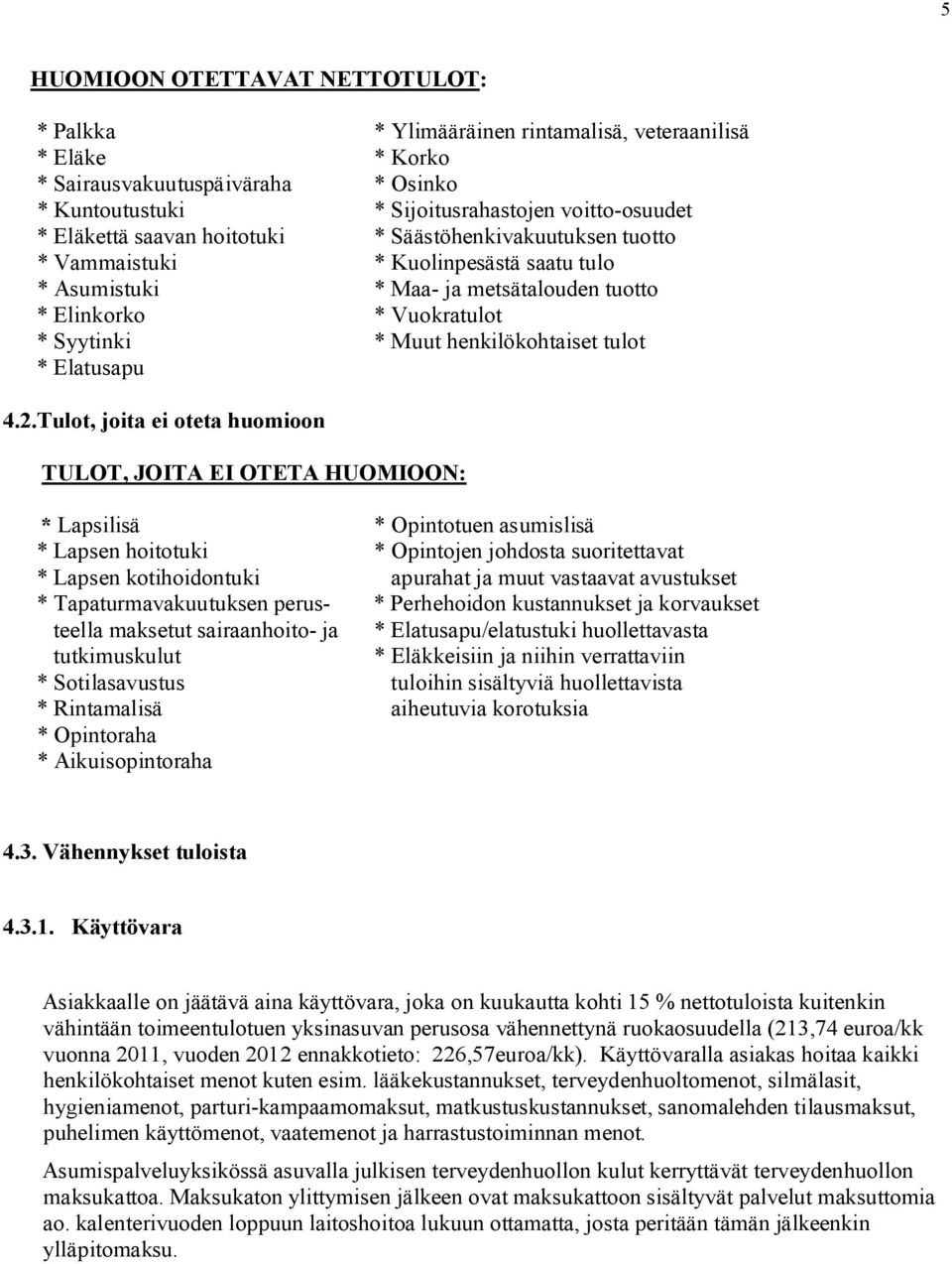 tulot * Elatusapu 4.2.