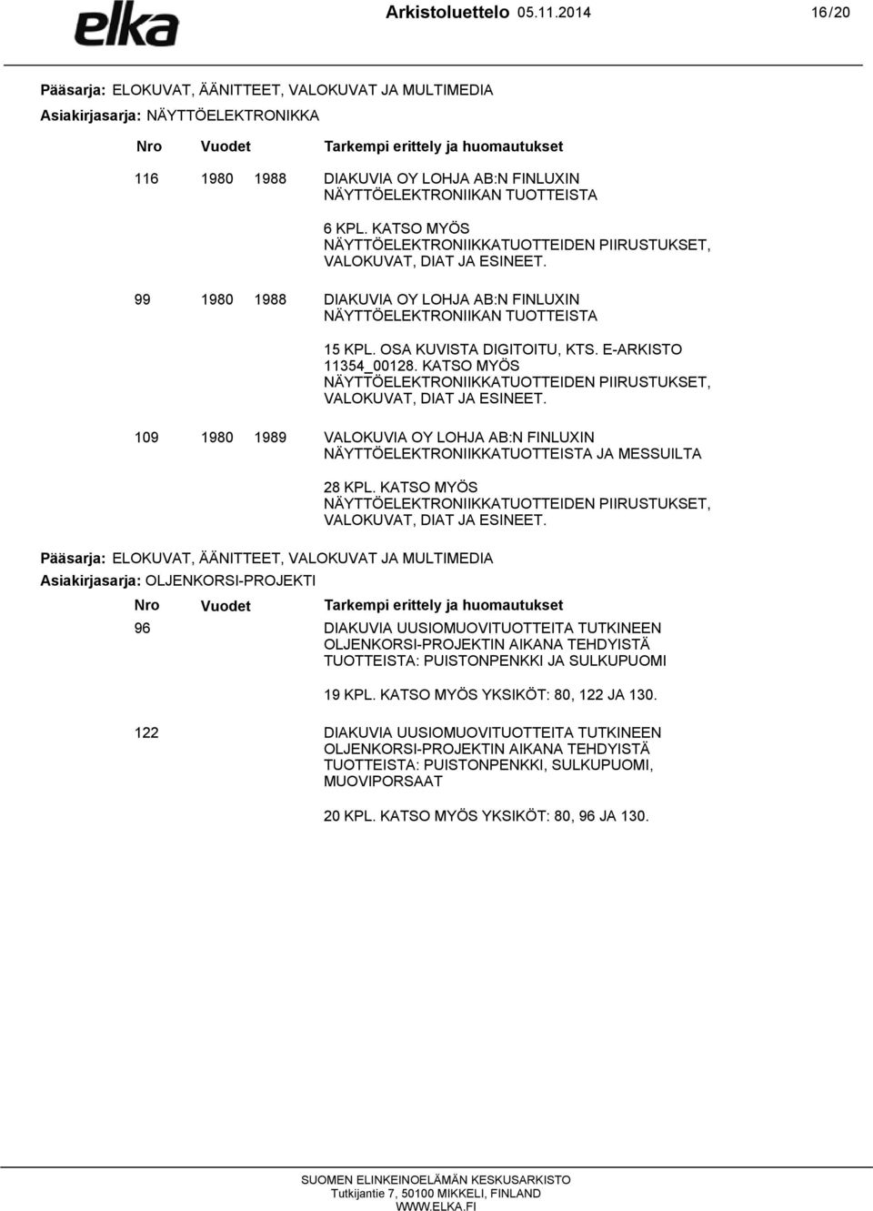 E-ARKISTO 11354_00128. KATSO MYÖS NÄYTTÖELEKTRONIIKKATUOTTEIDEN PIIRUSTUKSET, VALOKUVAT, DIAT JA ESINEET.