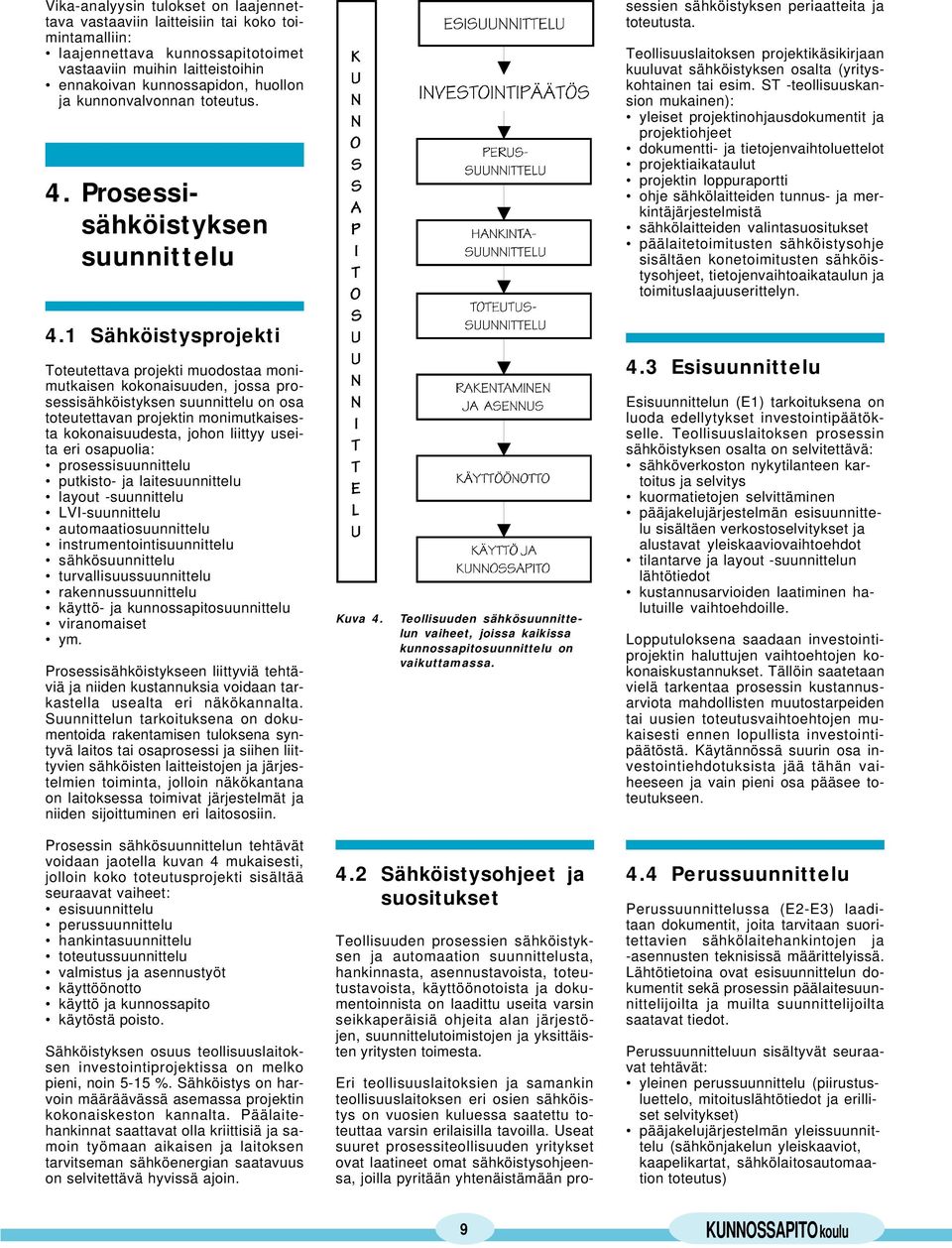 Teollisuuslaitoksen projektikäsikirjaan kuuluvat sähköistyksen osalta (yrityskohtainen tai esim.