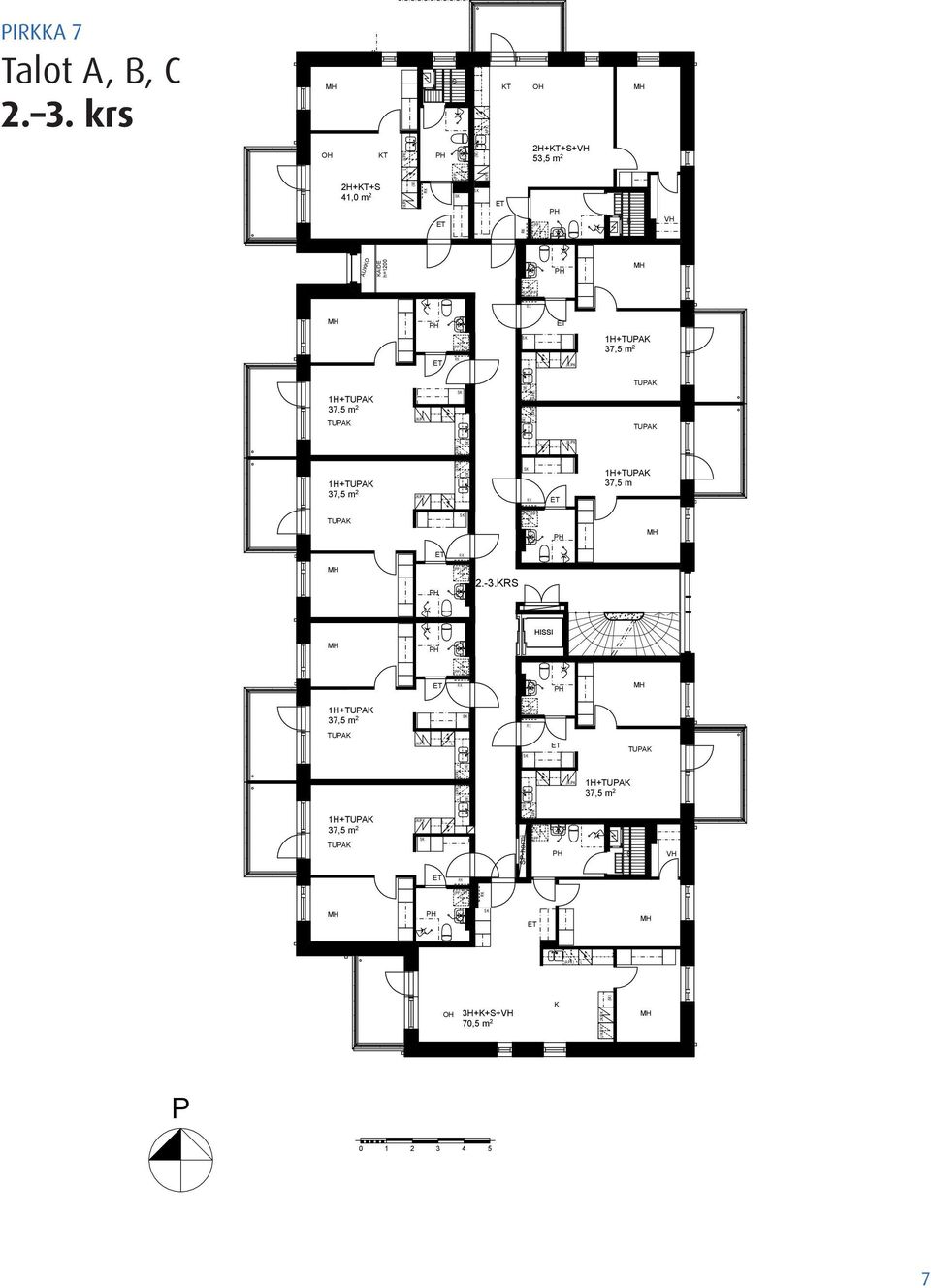 krs TOT,,C 14,24 2H+KT+ 41,0 m 2 RK VH RK KÄYTÄVÄ 46,5 m 2 12,22