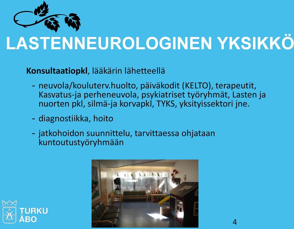 työryhmät, Lasten ja nuorten pkl, silmä-ja korvapkl, TYKS, yksityissektori jne.