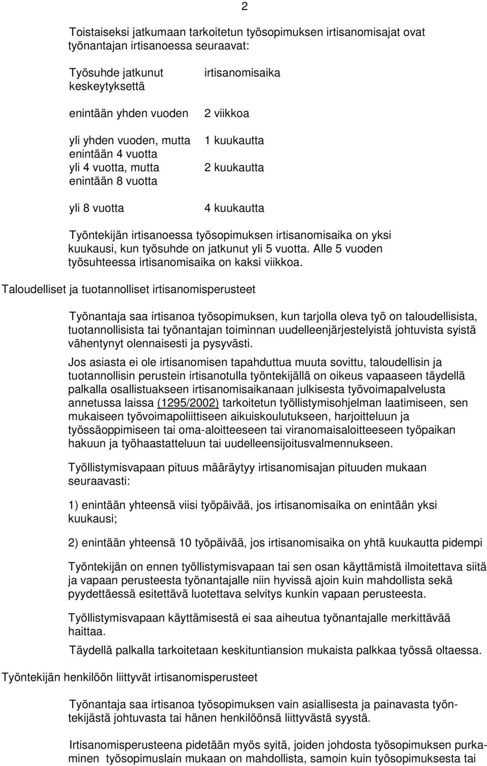 työsuhde on jatkunut yli 5 vuotta. Alle 5 vuoden työsuhteessa irtisanomisaika on kaksi viikkoa.