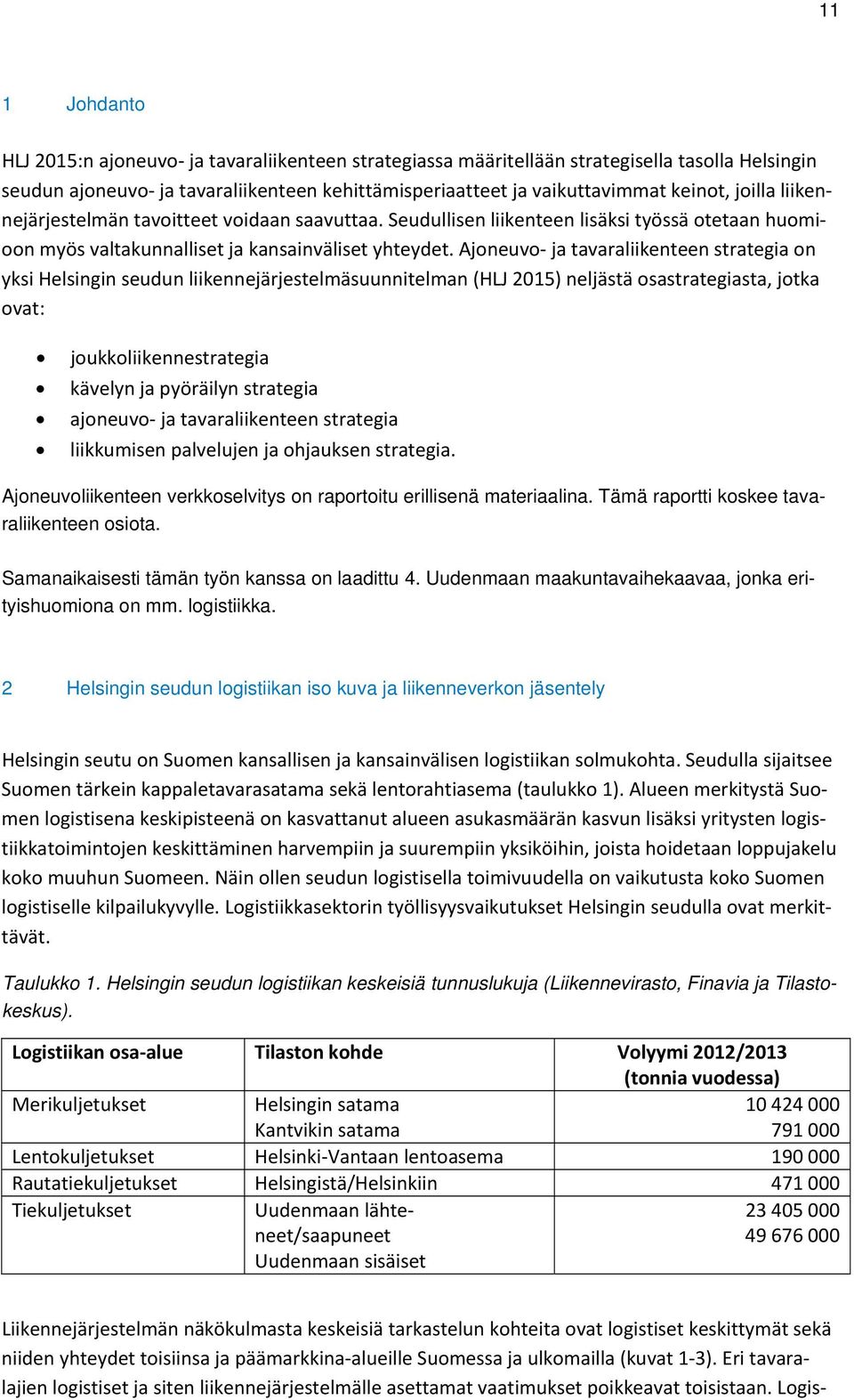 Ajoneuvo ja tavaraliikenteen strategia on yksi Helsingin seudun liikennejärjestelmäsuunnitelman (HLJ 2015) neljästä osastrategiasta, jotka ovat: joukkoliikennestrategia kävelyn ja pyöräilyn strategia