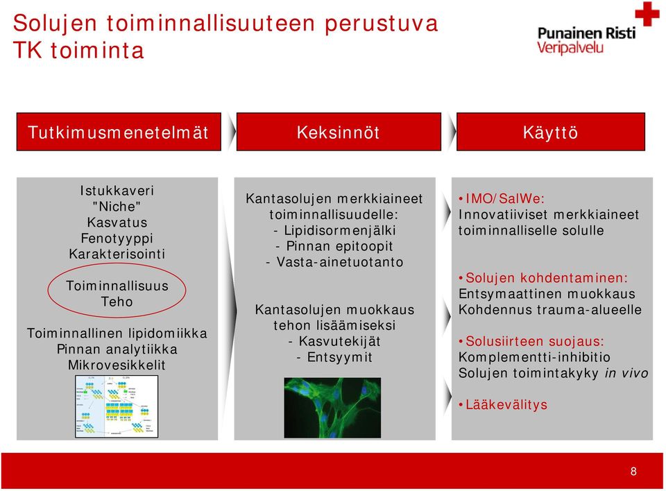 Vasta-ainetuotanto Kantasolujen muokkaus tehon lisäämiseksi - Kasvutekijät - Entsyymit IMO/SalWe: Innovatiiviset merkkiaineet toiminnalliselle solulle