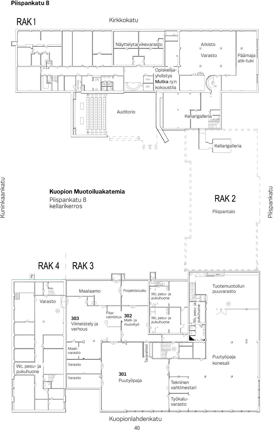 Viimeistely ja verhous Pikavalmistus Projektistudio 302 Malli- ja muovityö Tuotemuotoilun puuvarasto