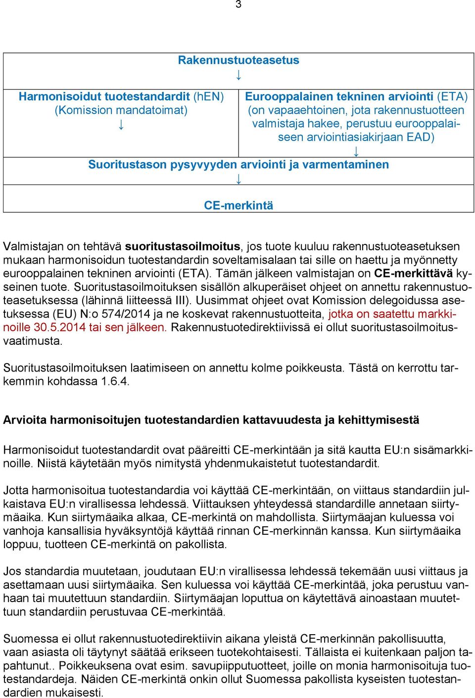 harmonisoidun tuotestandardin soveltamisalaan tai sille on haettu ja myönnetty eurooppalainen tekninen arviointi (ETA). Tämän jälkeen valmistajan on CE-merkittävä kyseinen tuote.