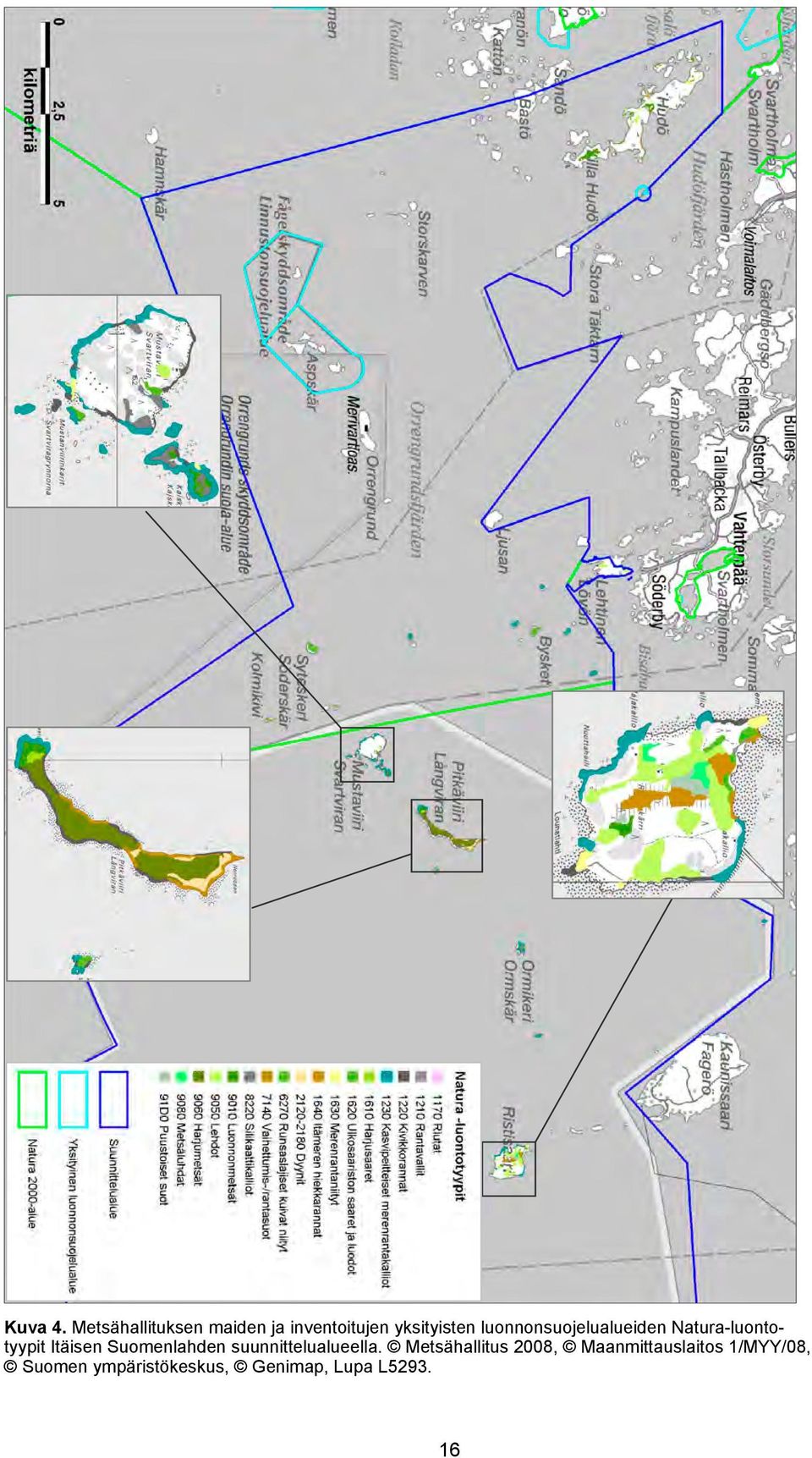 luonnonsuojelualueiden Natura-luontotyypit Itäisen