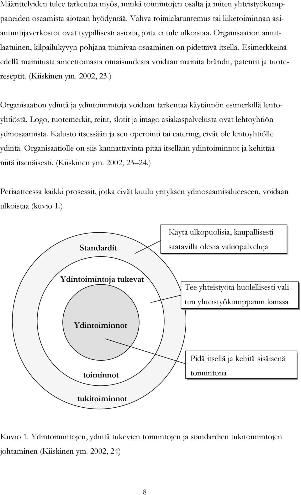 Organisaation ainutlaatuinen, kilpailukyvyn pohjana toimivaa osaaminen on pidettävä itsellä.