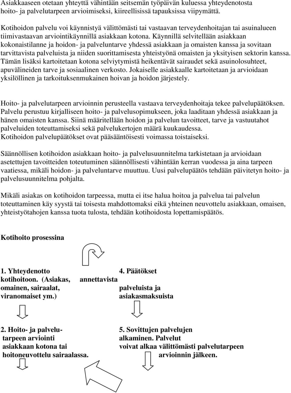 Käynnillä selvitellään asiakkaan kokonaistilanne ja hoidon- ja palveluntarve yhdessä asiakkaan ja omaisten kanssa ja sovitaan tarvittavista palveluista ja niiden suorittamisesta yhteistyönä omaisten