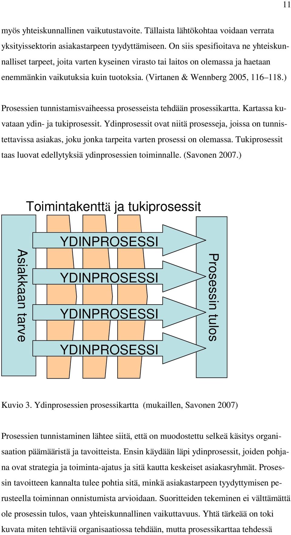 ) Prosessien tunnistamisvaiheessa prosesseista tehdään prosessikartta. Kartassa kuvataan ydin- ja tukiprosessit.