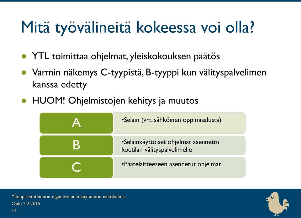 kun välityspalvelimen kanssa edetty HUOM!