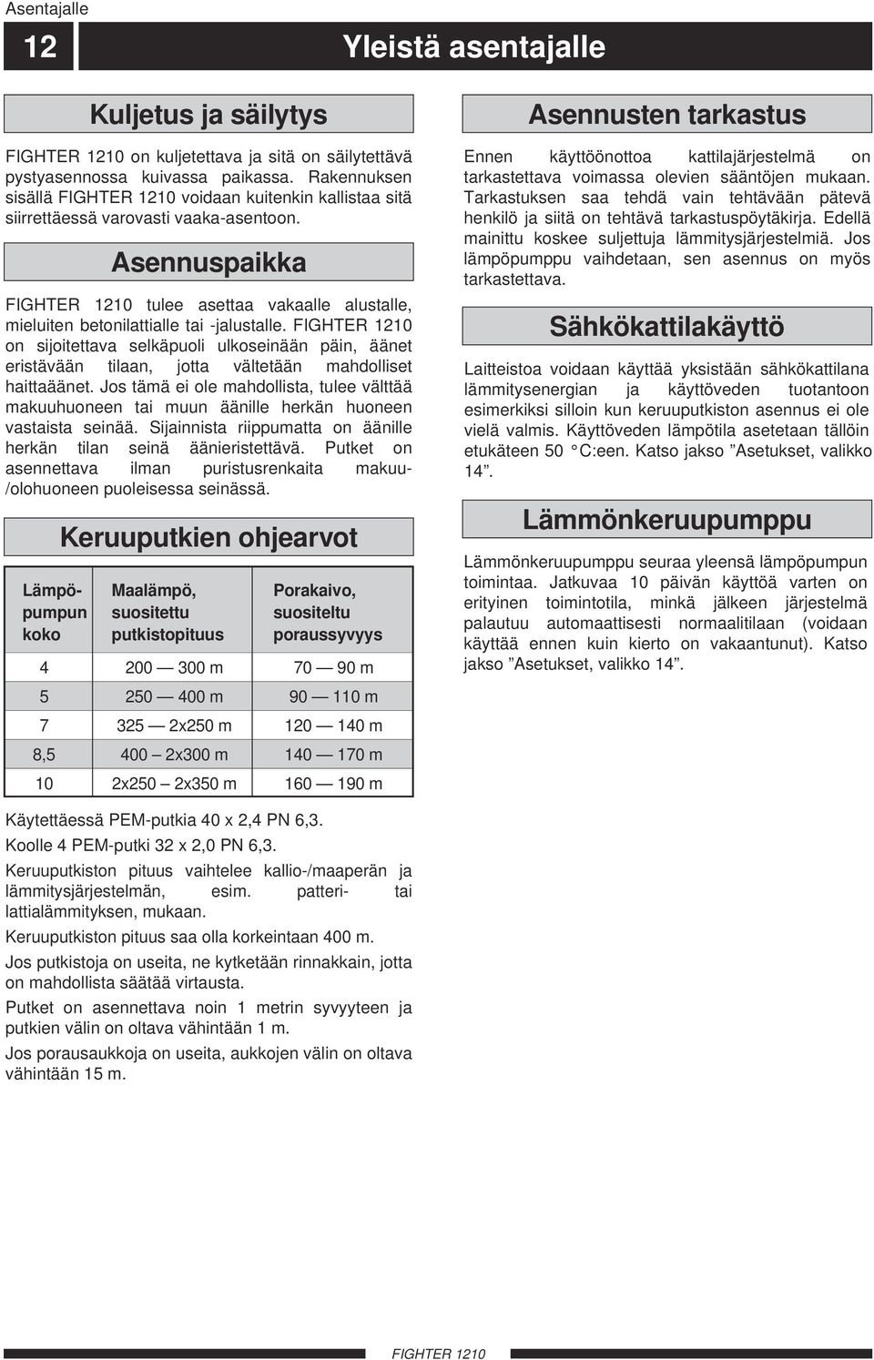 on sijoitettava selkäpuoli ulkoseinään päin, äänet eristävään tilaan, jotta vältetään mahdolliset haittaäänet.