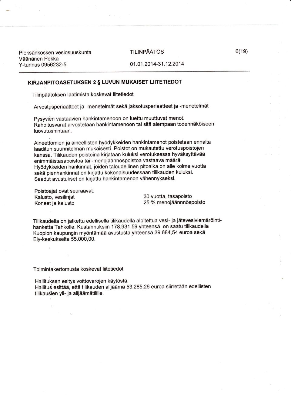 vastaavien hankintamenoon on luettu muuttuvat menot. Rahoitusvarat arvostetaan hankintamenoon tai sitä alempaan todennäköiseen luovutushintaan.
