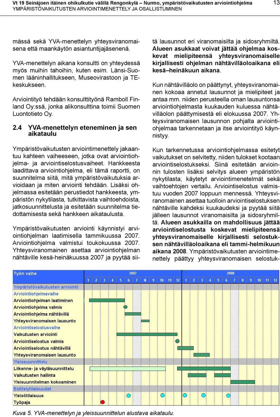 Länsi-Suomen lääninhallitukseen, Museovirastoon ja TEkeskukseen. Arviointityö tehdään konsulttityönä Ramboll Finland Oy:ssä, jonka alikonsulttina toimii Suomen Luontotieto Oy. 2.