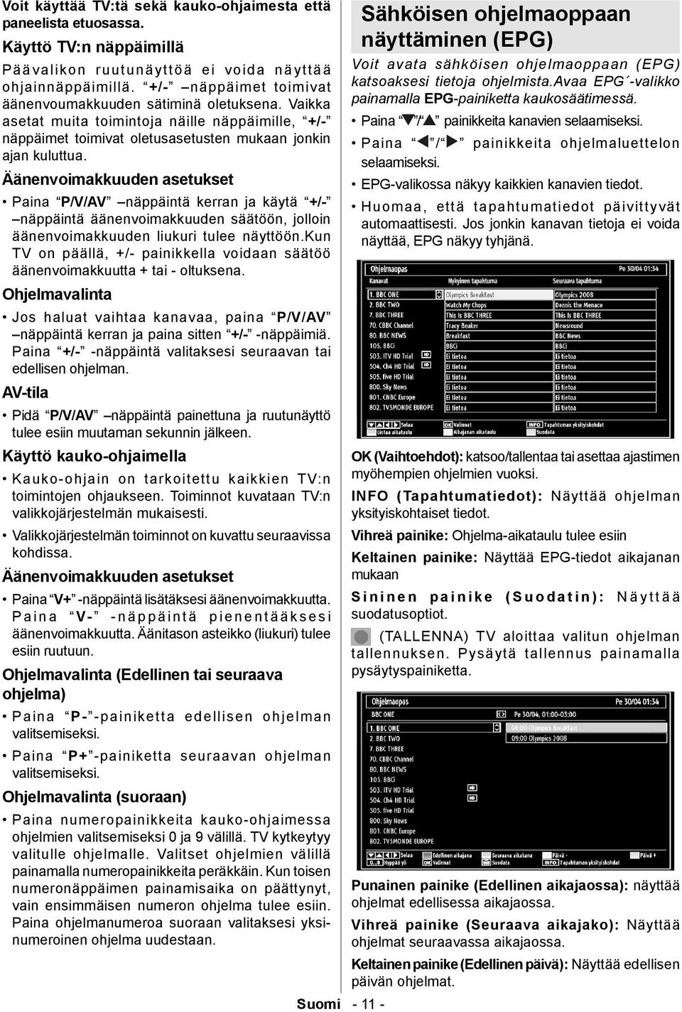 Äänenvoimakkuuden asetukset Paina P/V/AV näppäintä kerran ja käytä +/- näppäintä äänenvoimakkuuden säätöön, jolloin äänenvoimakkuuden liukuri tulee näyttöön.