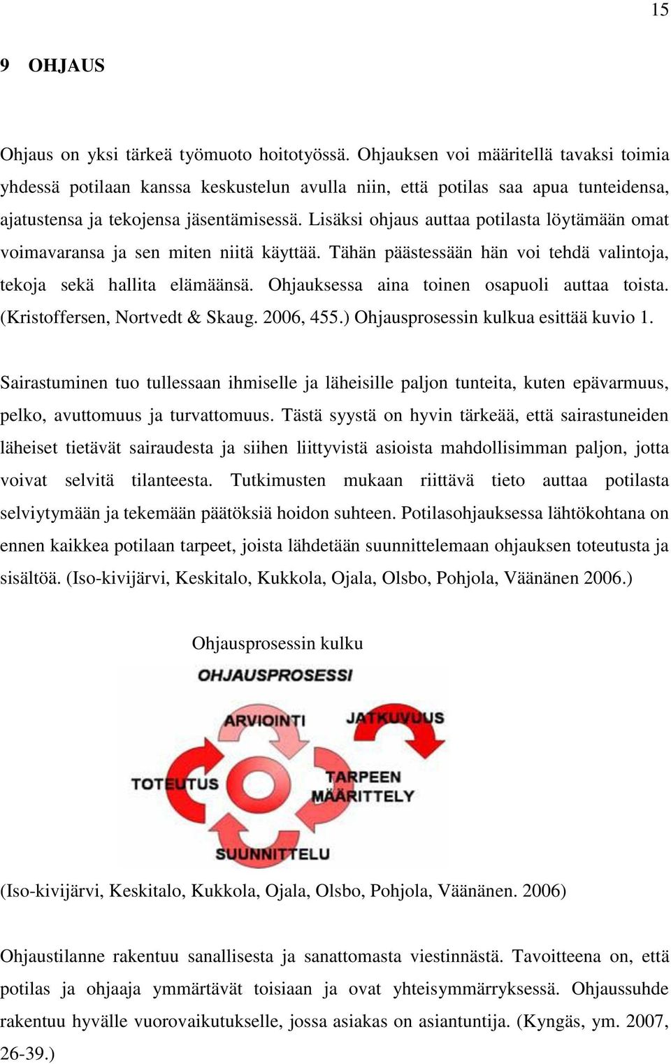 Lisäksi ohjaus auttaa potilasta löytämään omat voimavaransa ja sen miten niitä käyttää. Tähän päästessään hän voi tehdä valintoja, tekoja sekä hallita elämäänsä.