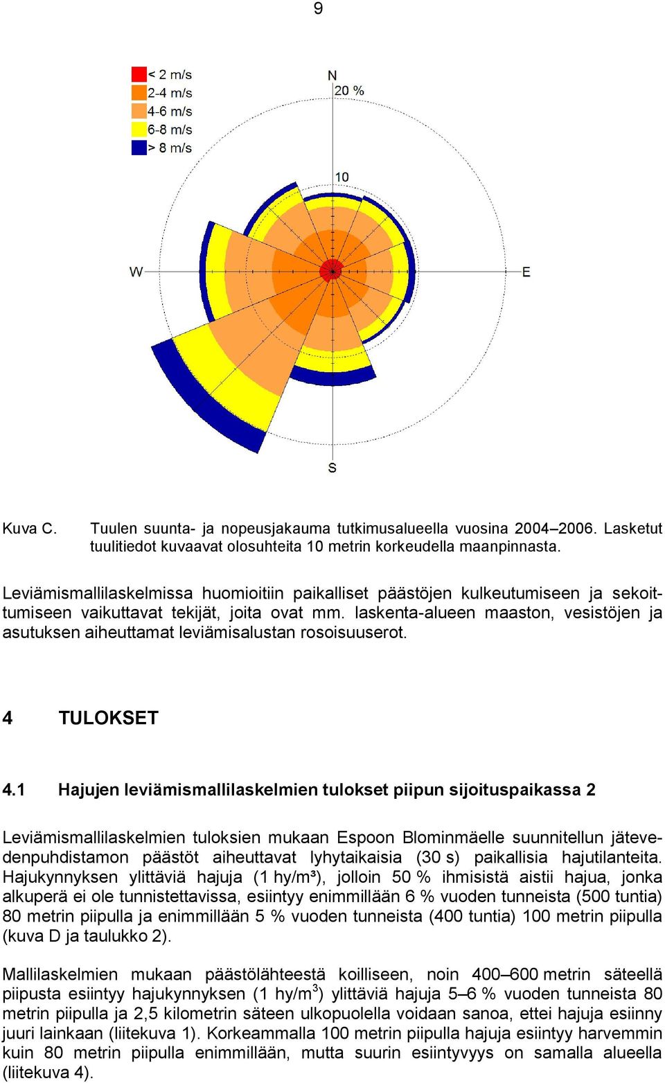 laskenta-alueen maaston, vesistöjen ja asutuksen aiheuttamat leviämisalustan rosoisuuserot. 4 TULOKSET 4.