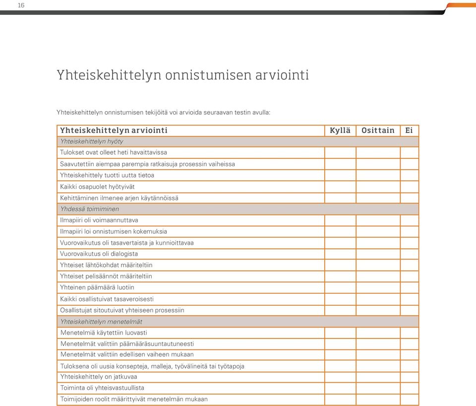 Yhdessä toimiminen Ilmapiiri oli voimaannuttava Ilmapiiri loi onnistumisen kokemuksia Vuorovaikutus oli tasavertaista ja kunnioittavaa Vuorovaikutus oli dialogista Yhteiset lähtökohdat määriteltiin