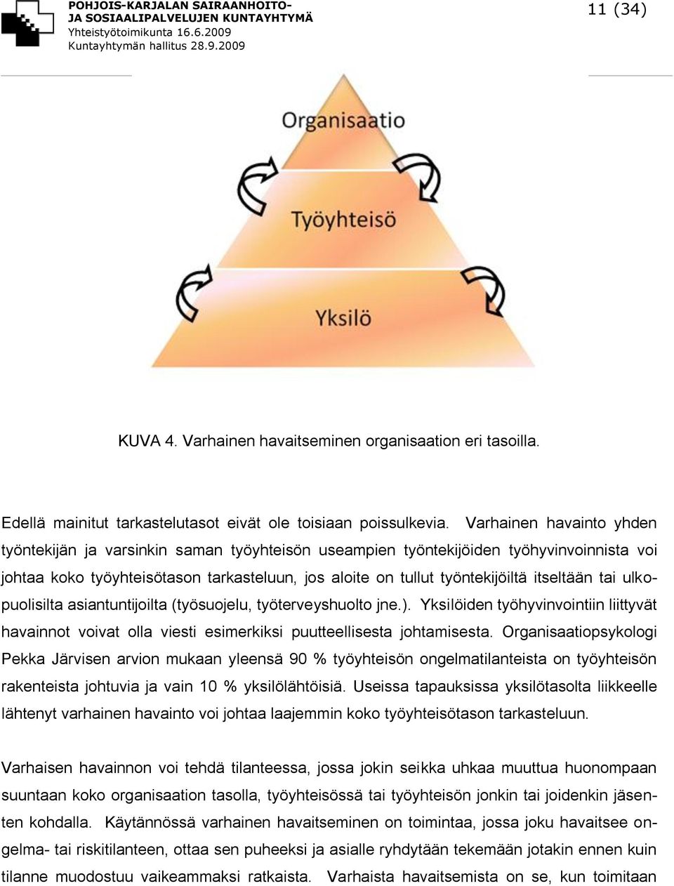 itseltään tai ulkopuolisilta asiantuntijoilta (työsuojelu, työterveyshuolto jne.). Yksilöiden työhyvinvointiin liittyvät havainnot voivat olla viesti esimerkiksi puutteellisesta johtamisesta.