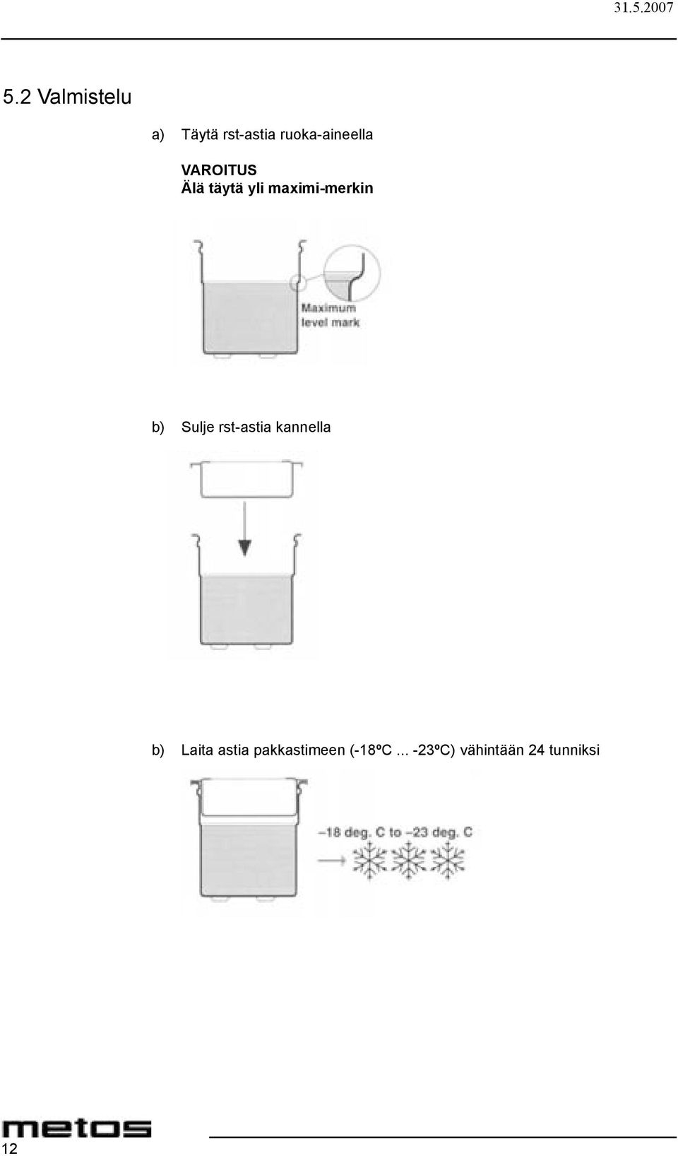 maximi-merkin b) Sulje rst-astia kannella b)