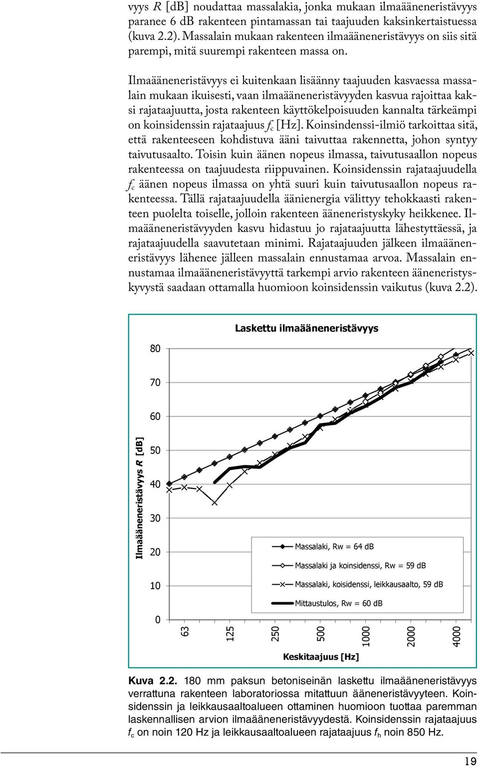 Ilmaääneneristävyys ei kuitenkaan lisäänny taajuuden kasvaessa massalain mukaan ikuisesti, vaan ilmaääneneristävyyden kasvua rajoittaa kaksi rajataajuutta, josta rakenteen käyttökelpoisuuden kannalta